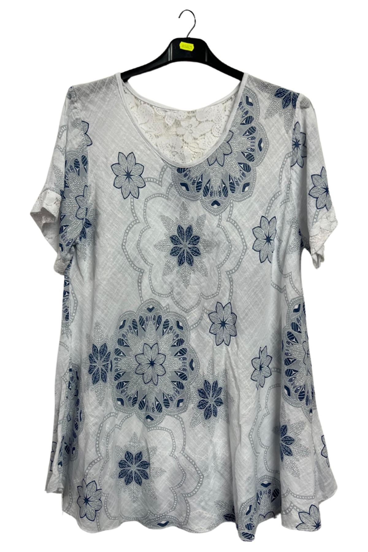 Intricate Floral Geometric Pattern Flared Hem Cotton Dress