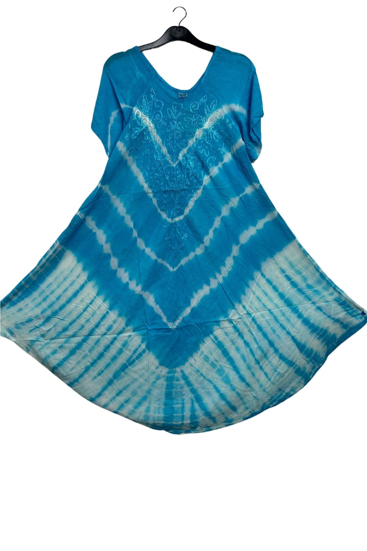 Tie-Dye Print V-Chevron Pattern Umbrella Style Dress