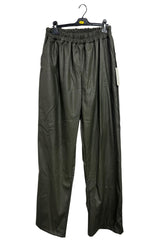 Plain Leather-Look Texture Side Pockets Trousers