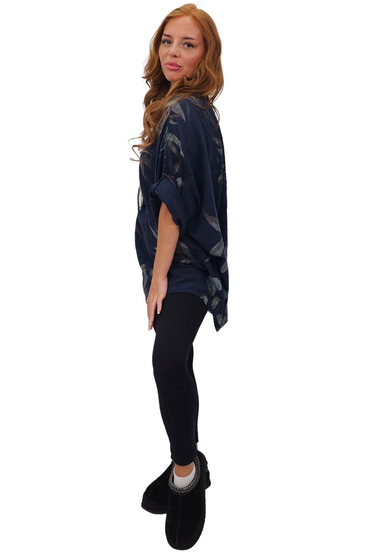 Floral Print Oversized Necklace Tunic Cotton Top