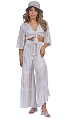 Vertical Metallic Accents Stripes Bohemian Style Co-Ord