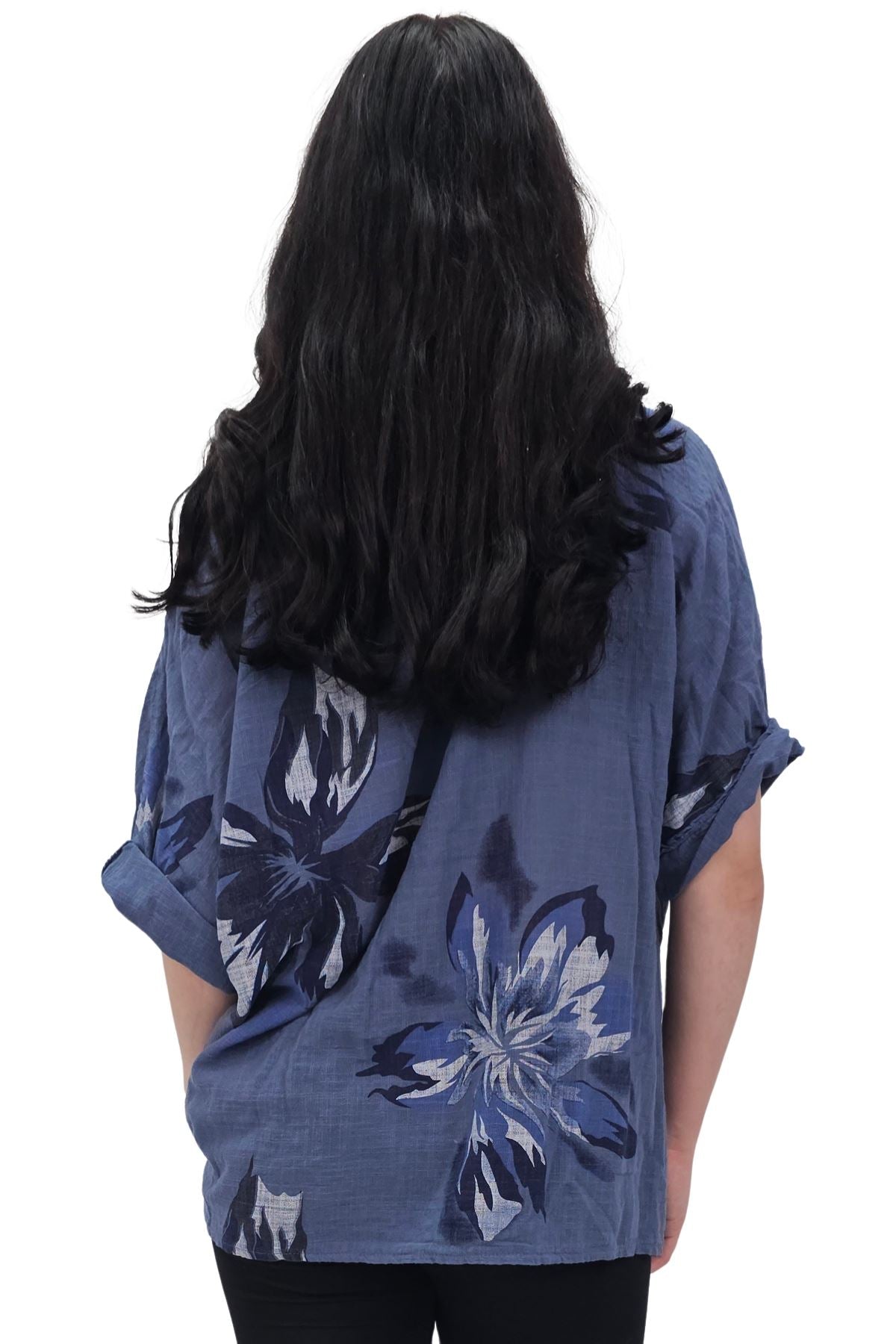 Floral Print Tunic Necklace Cotton Top