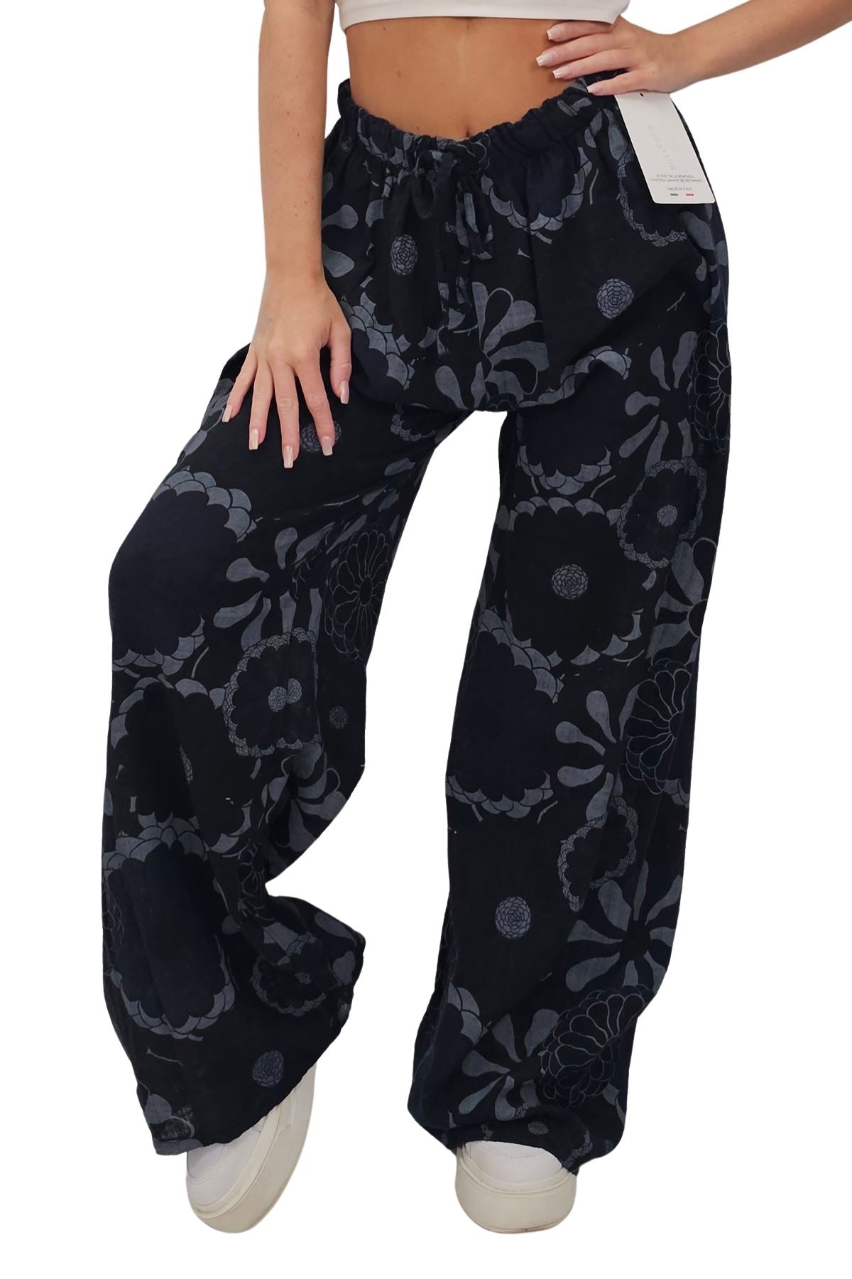 Floral Print Wide Leg Cotton Palazzo