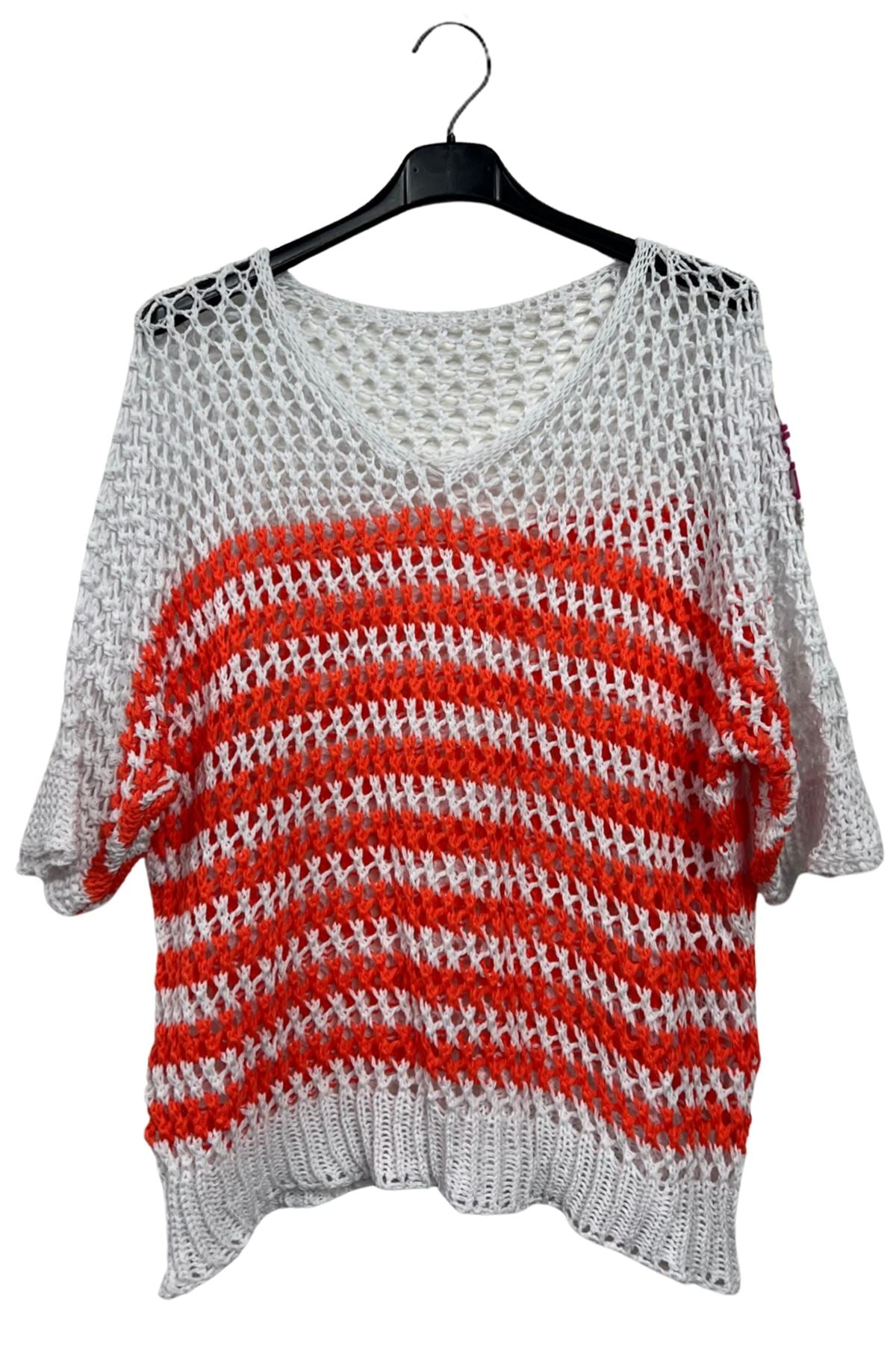 Horizontal Stripe Pattern Tunic Cotton Top