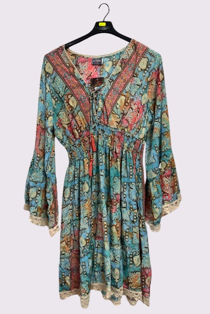 Abstract Print Bohemian Midi Style Dress