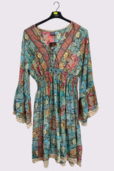 Abstract Print Bohemian Midi Style Dress