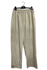 Plain Leather-Look Texture Side Pockets Trousers