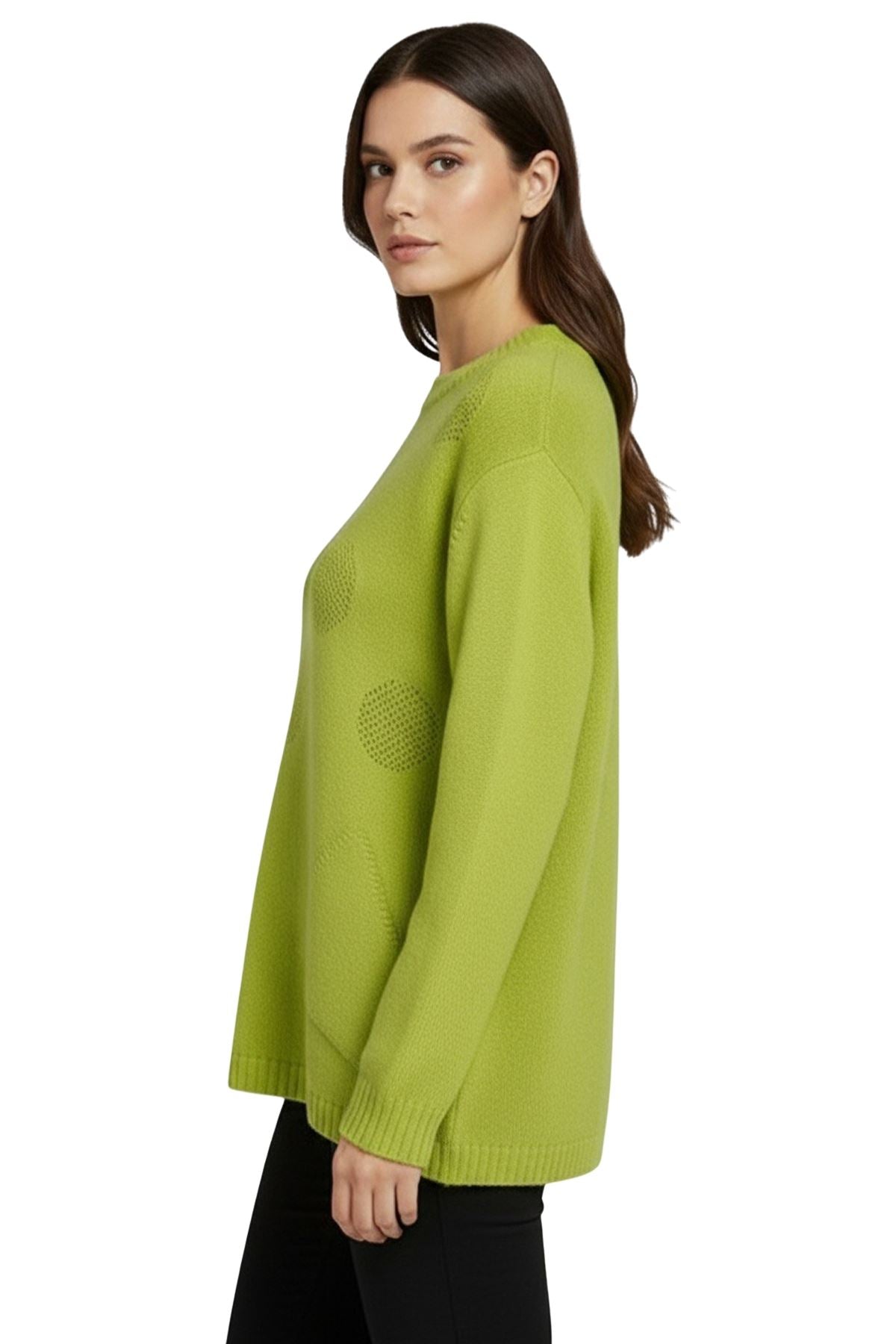 Polka Dot Knit Pattern Front Two Pockets Tunic Top