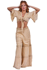 Vertical Metallic Accents Stripes Bohemian Style Co-Ord