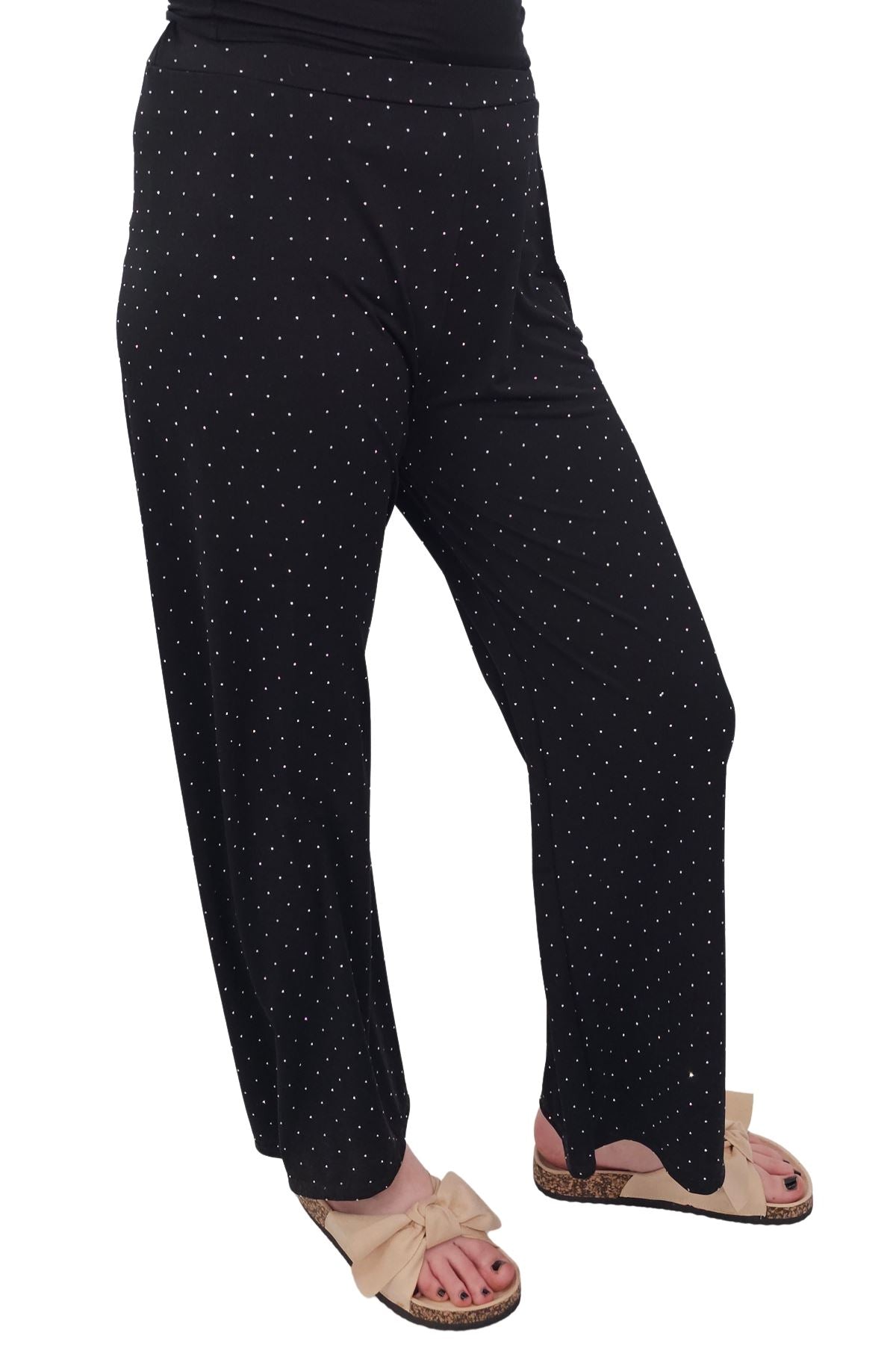 Diamante Pattern Wide Leg Trousers