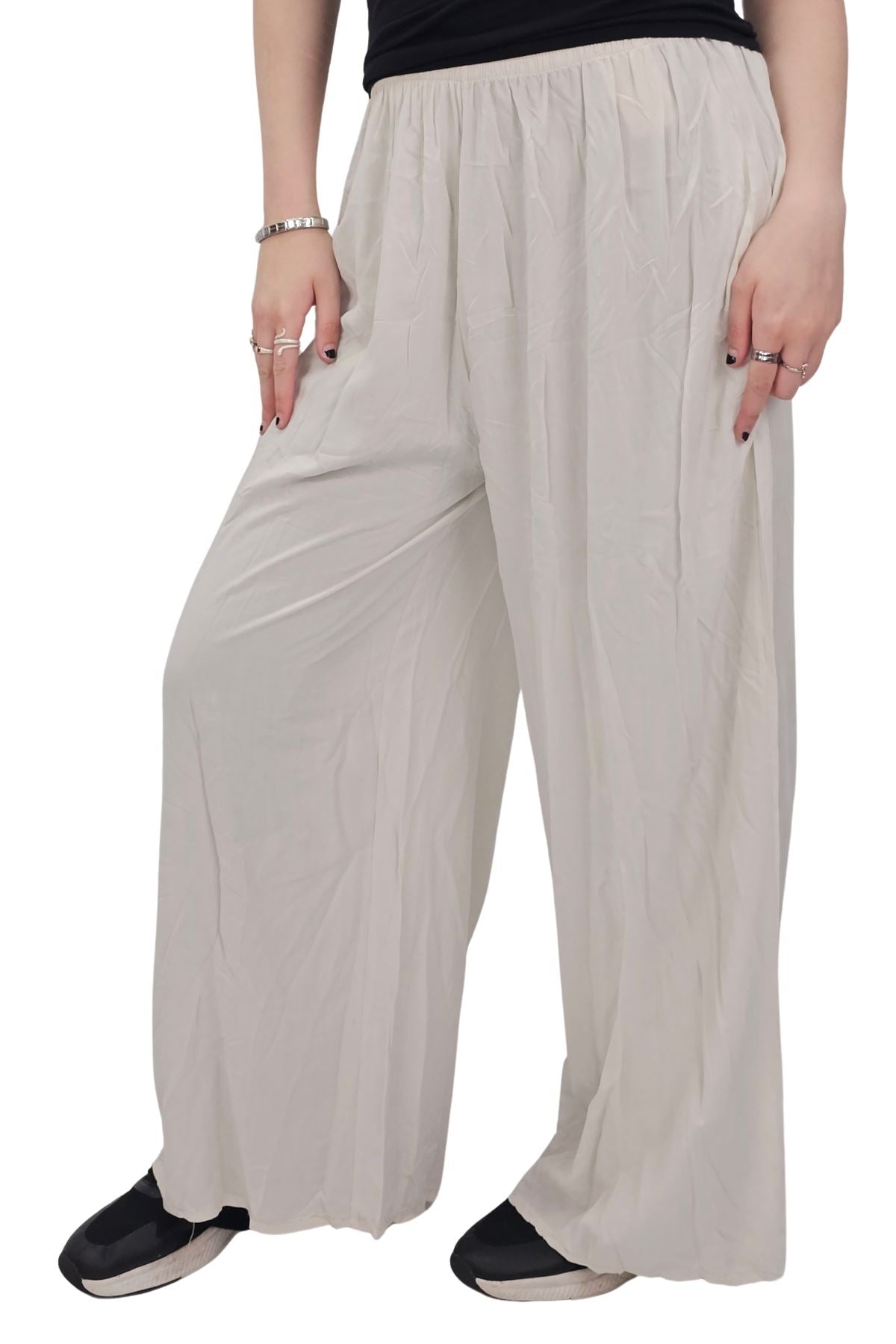 Plain Elasticated Waistband Wide Leg Palazzo