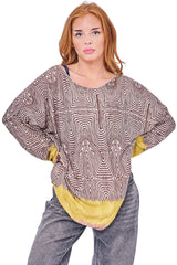 Geometric Labyrinth-Style Print Tunic Top