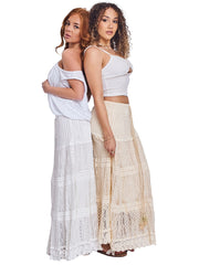 Diamond-Cut Pattern A-line Design Crochet Cotton Skirt