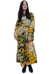 Floral Print Oversized Front Button Up Cotton Dress