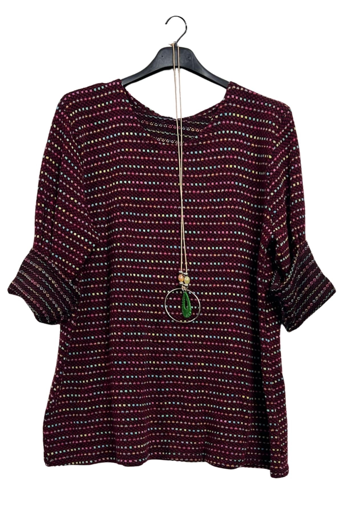 Multicoloured Horizontal Stripes Tunic Top