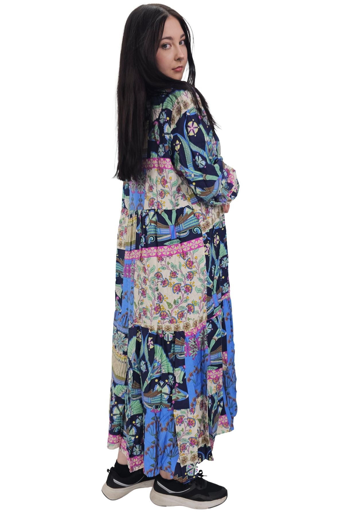 Floral Print Oversized Front Button Up Cotton Dress