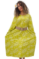 Floral Print Baggy Long Style Cotton Dress