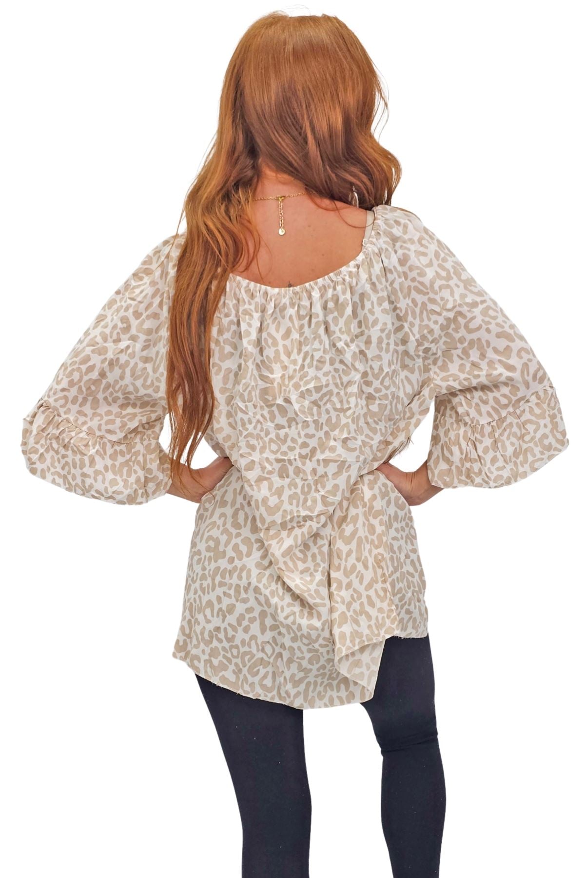 Subtle Textured Pattern Flared Sleeves Top