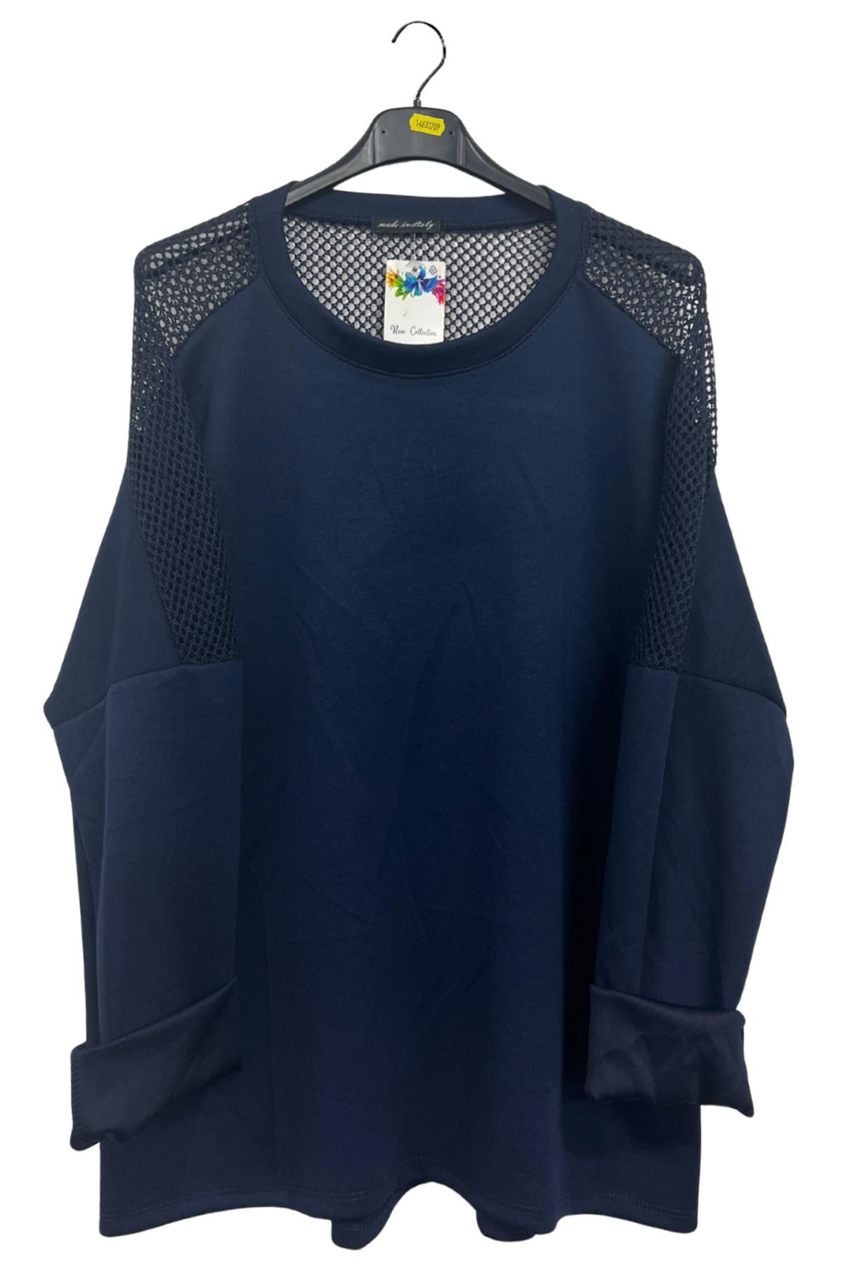 Plain Mesh-Textured Oversized Top