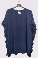 Plain Side Ruffle Detail Oversized Top