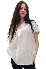 Plain Button-Down Front Cotton Shirt
