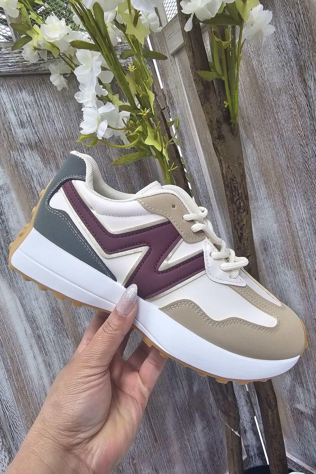 Two Tone Chunky Lace Up Trainer