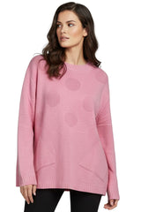 Polka Dot Knit Pattern Front Two Pockets Tunic Top
