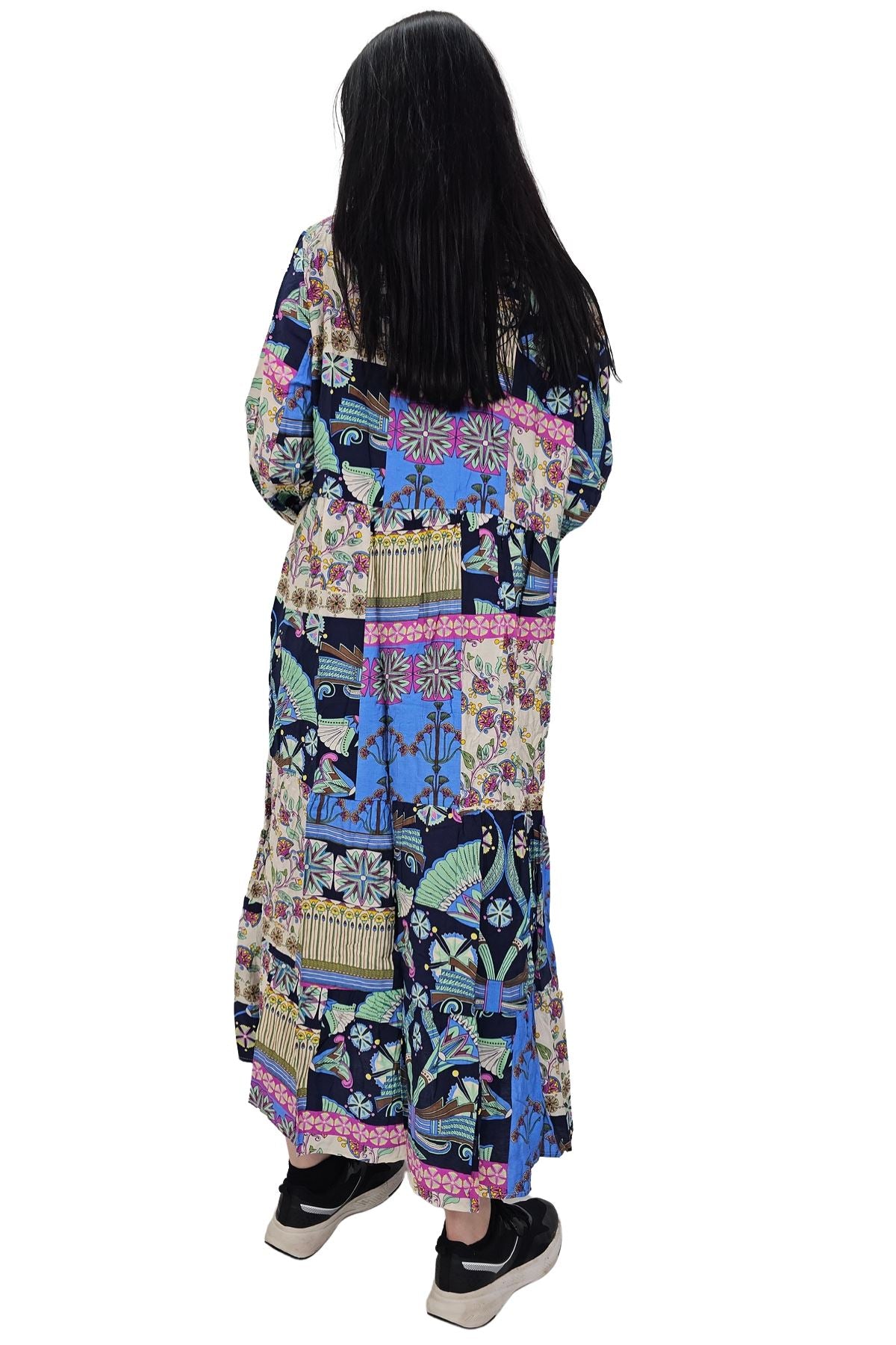 Floral Print Oversized Front Button Up Cotton Dress
