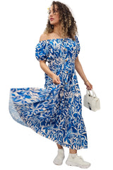 Floral Print Shirred Waist Tiered Dress