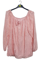 Floral Lace Overlay Curved Hemline Top