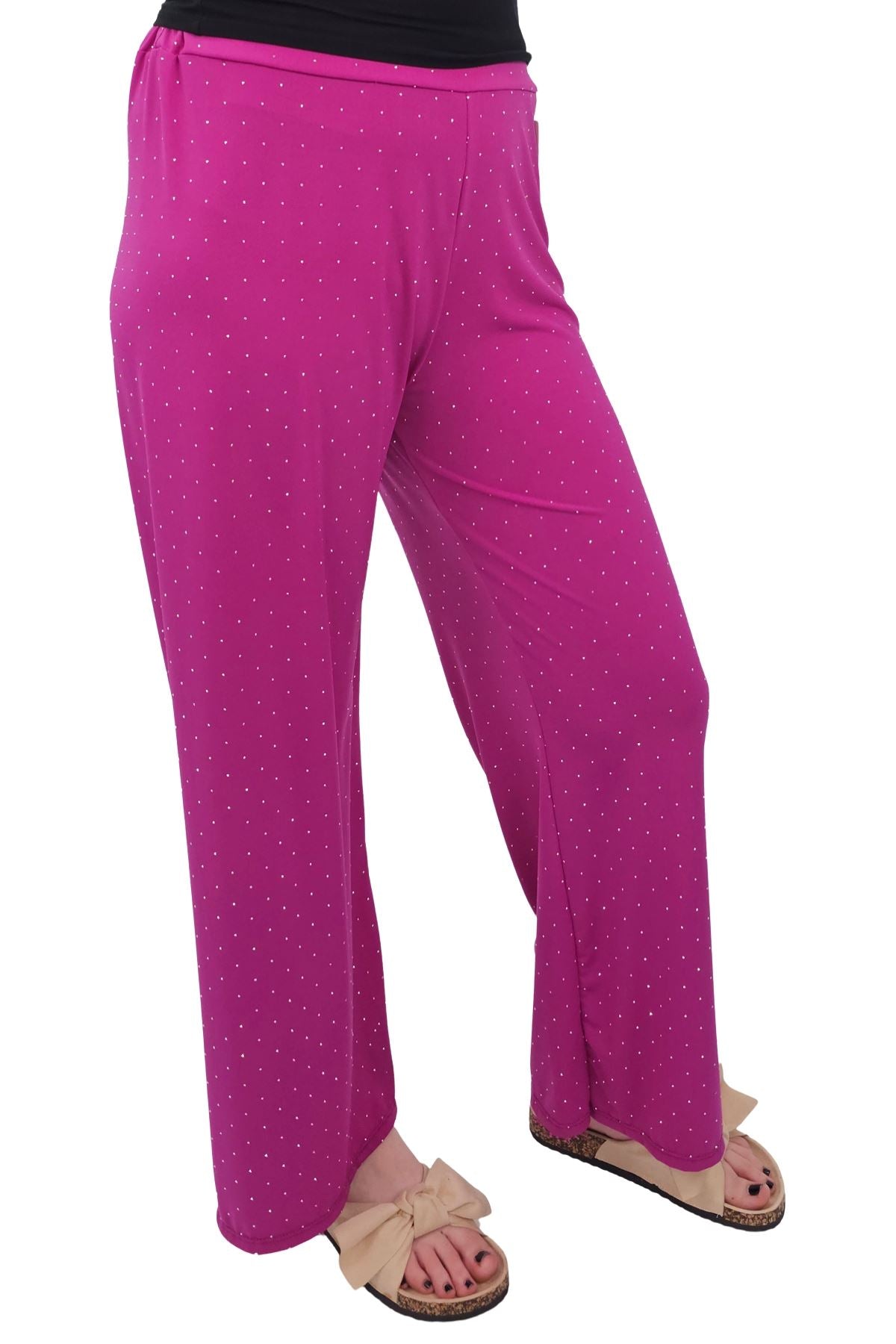 Diamante Pattern Wide Leg Trousers