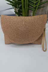 Concentric Circle Straw Clutch Bag