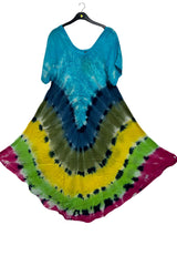 Tie Dye Print Embroidered Detailing Dress