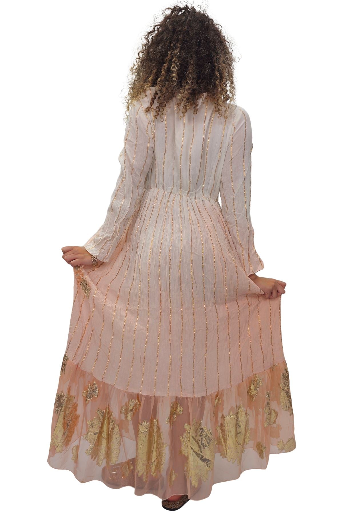 Floral Sequin Cinched Waist With Tie Detail Dress