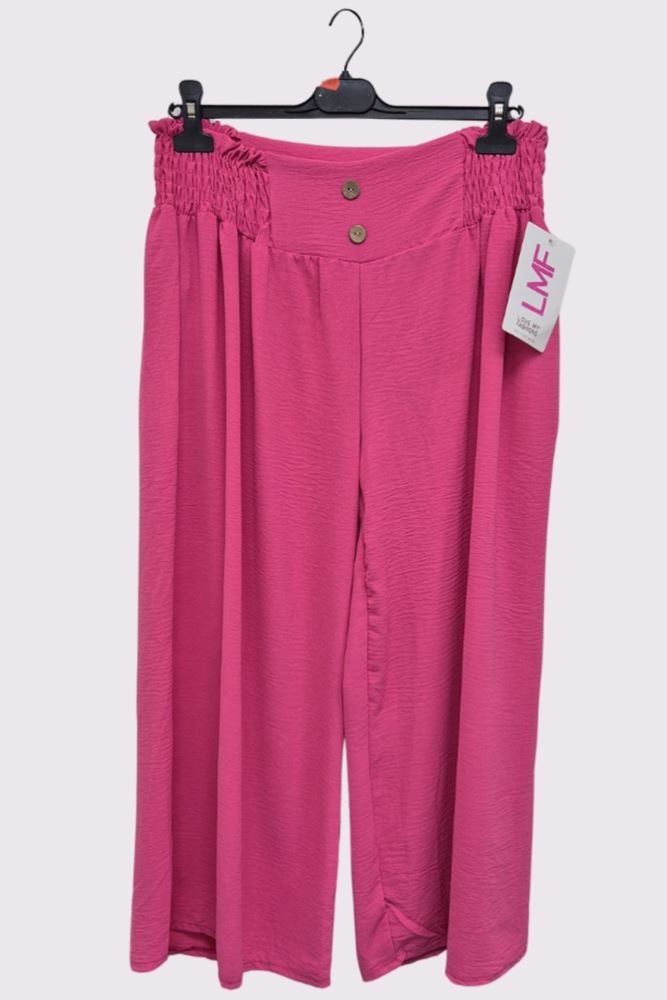 Plain Elasticated Waistband Wide Leg Trousers