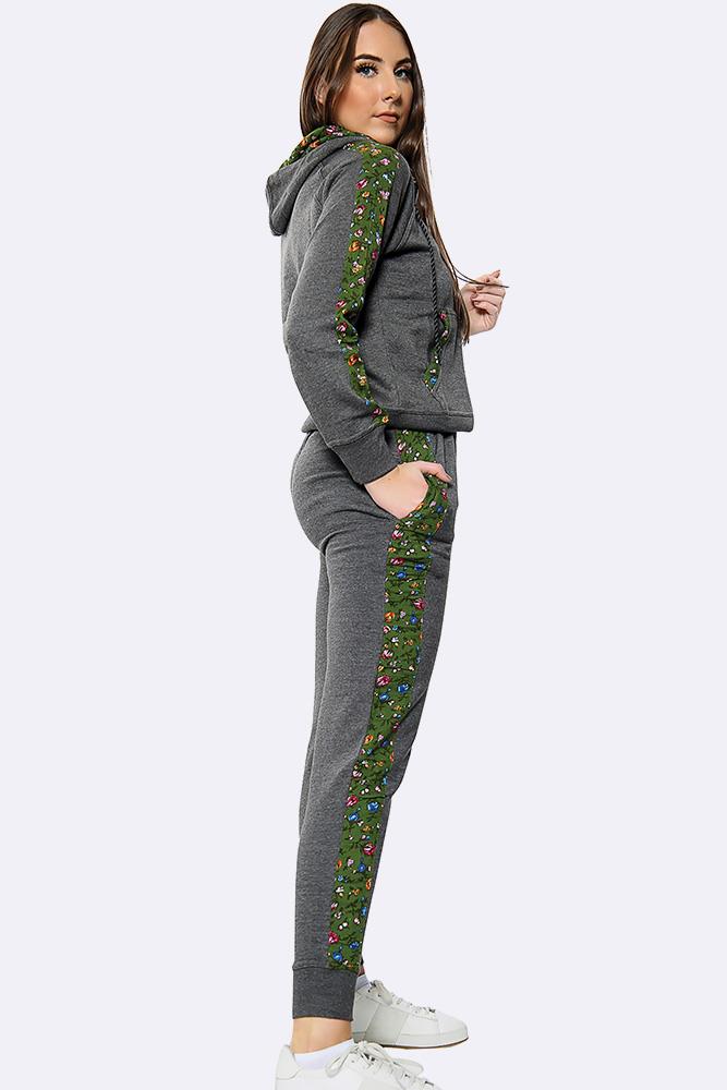 Floral Side Panel Fleece Tracksuit