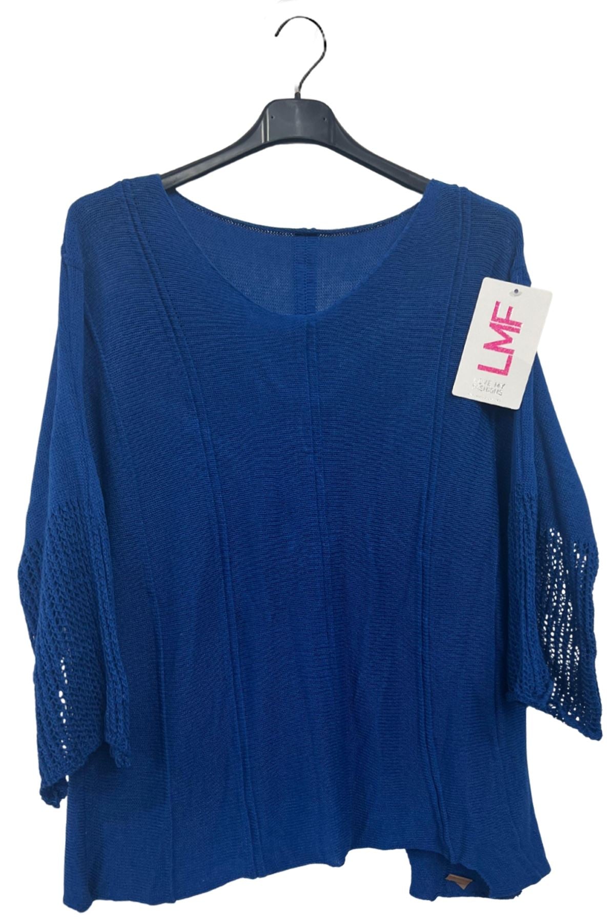 Plain Knit Style Oversized Batwing Cotton Top