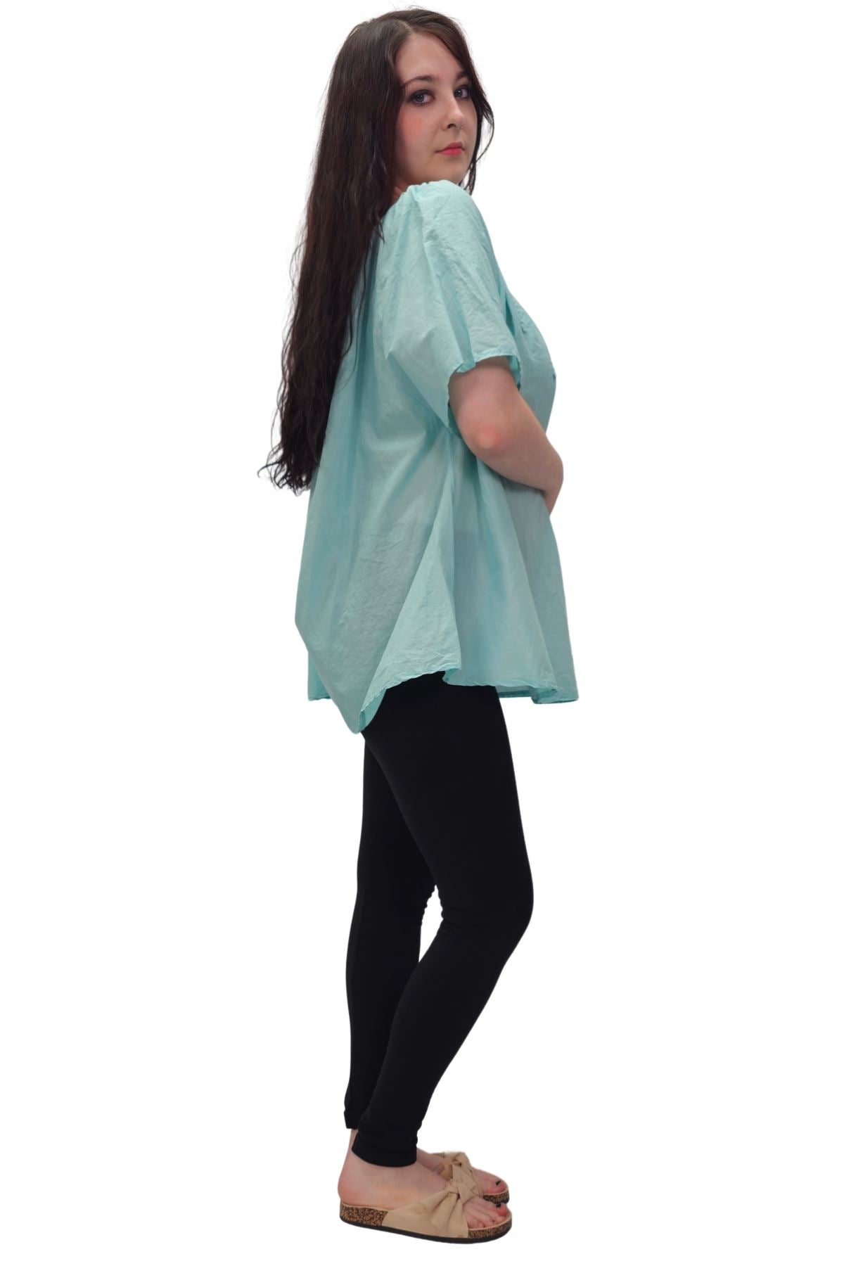 Plain Lace Tie Detailing Cotton Top