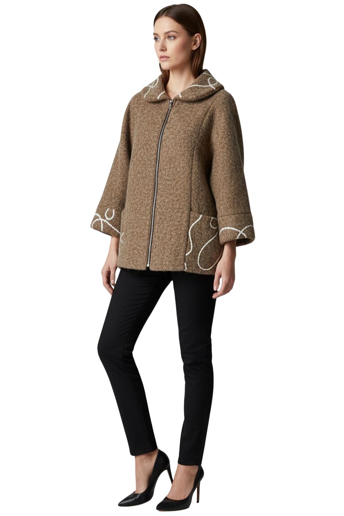 Abstract Swirl Pattern Front Zip Up Jacket