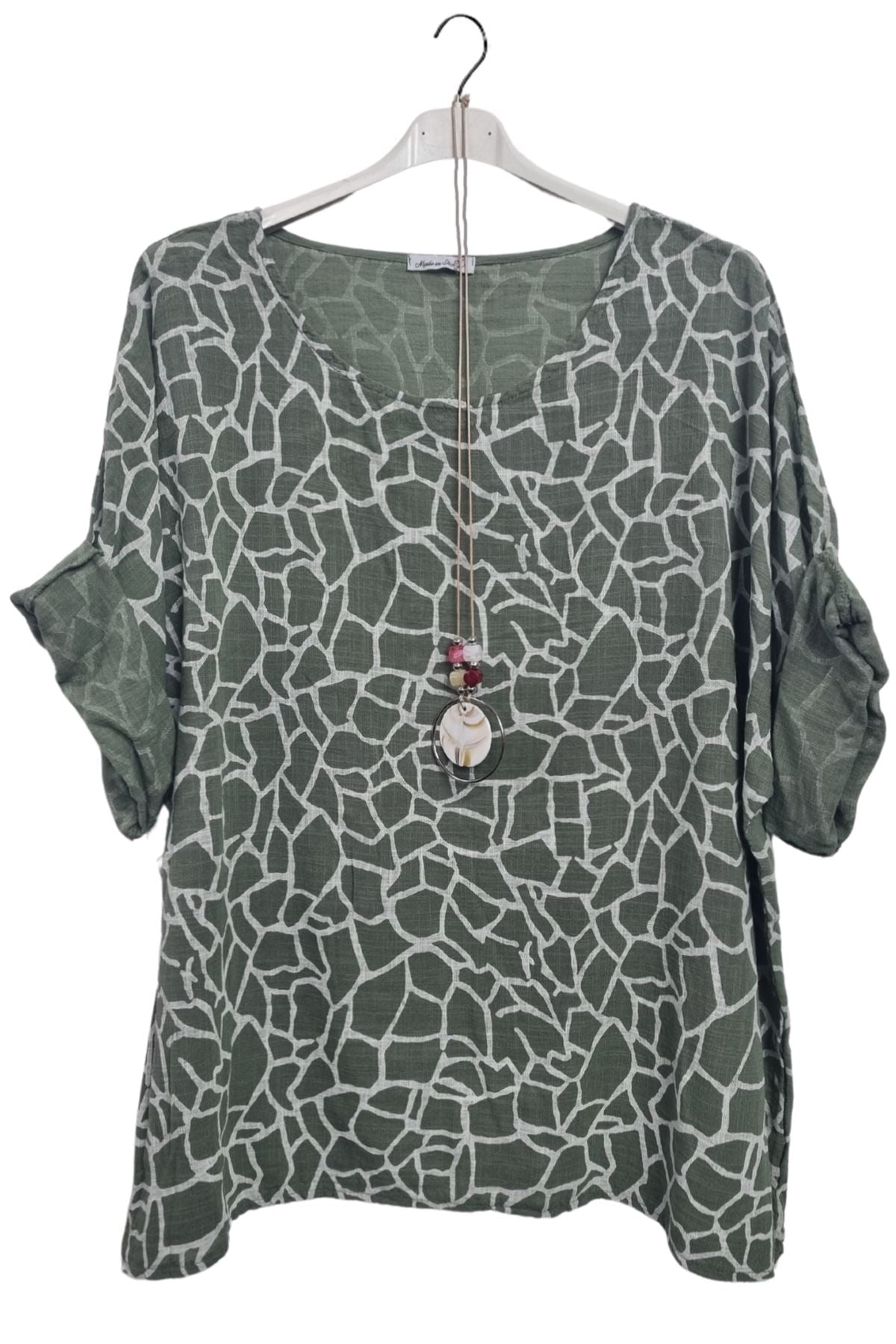 Giraffe Print Necklace Cotton Top