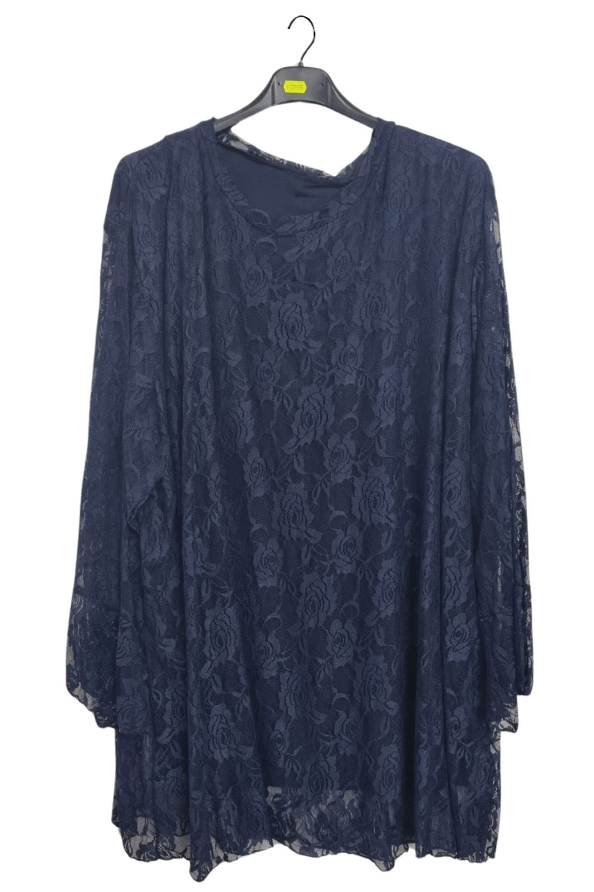 Floral Lace Overlay Pattern Slightly Asymmetrical Hemline Top
