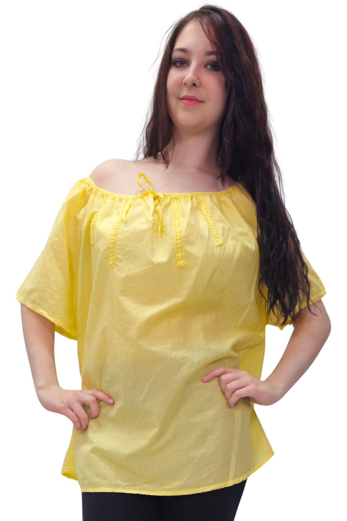 Plain Lace Tie Detailing Cotton Top