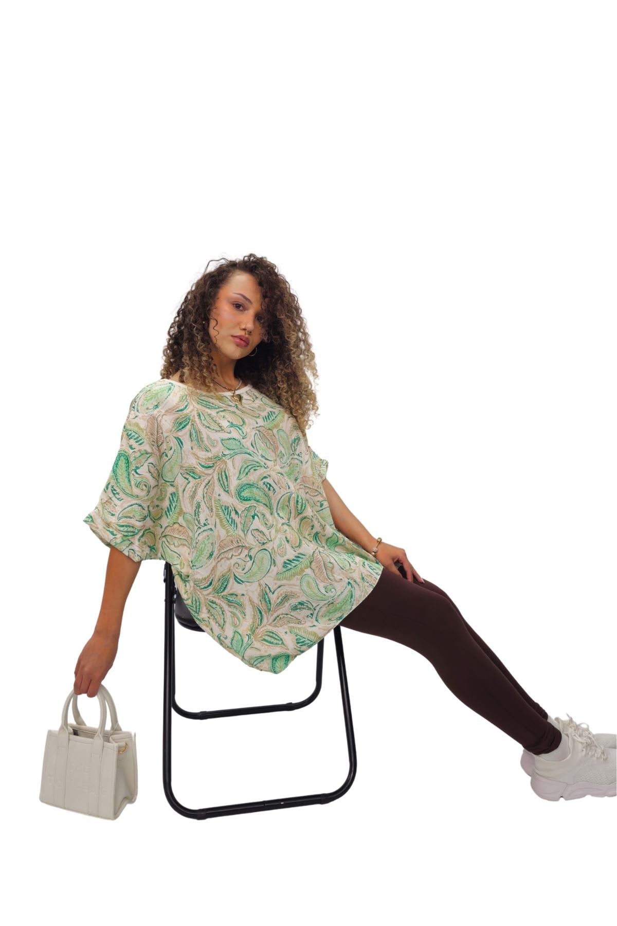 Paisley Print Oversized Tunic Top