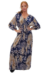 Leaves Print Gathered Waist Dress