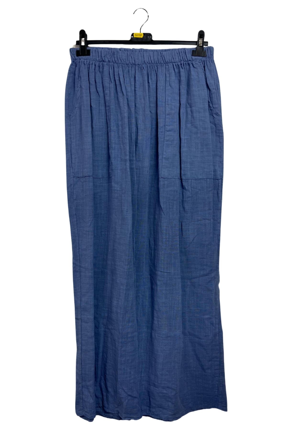Plain Side Pockets Wide Leg Cotton Palazzo