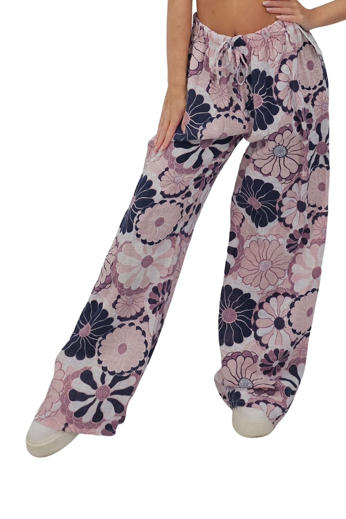 Floral Print Wide Leg Cotton Palazzo