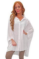 Plain Down Shoulders Button Up Shirt