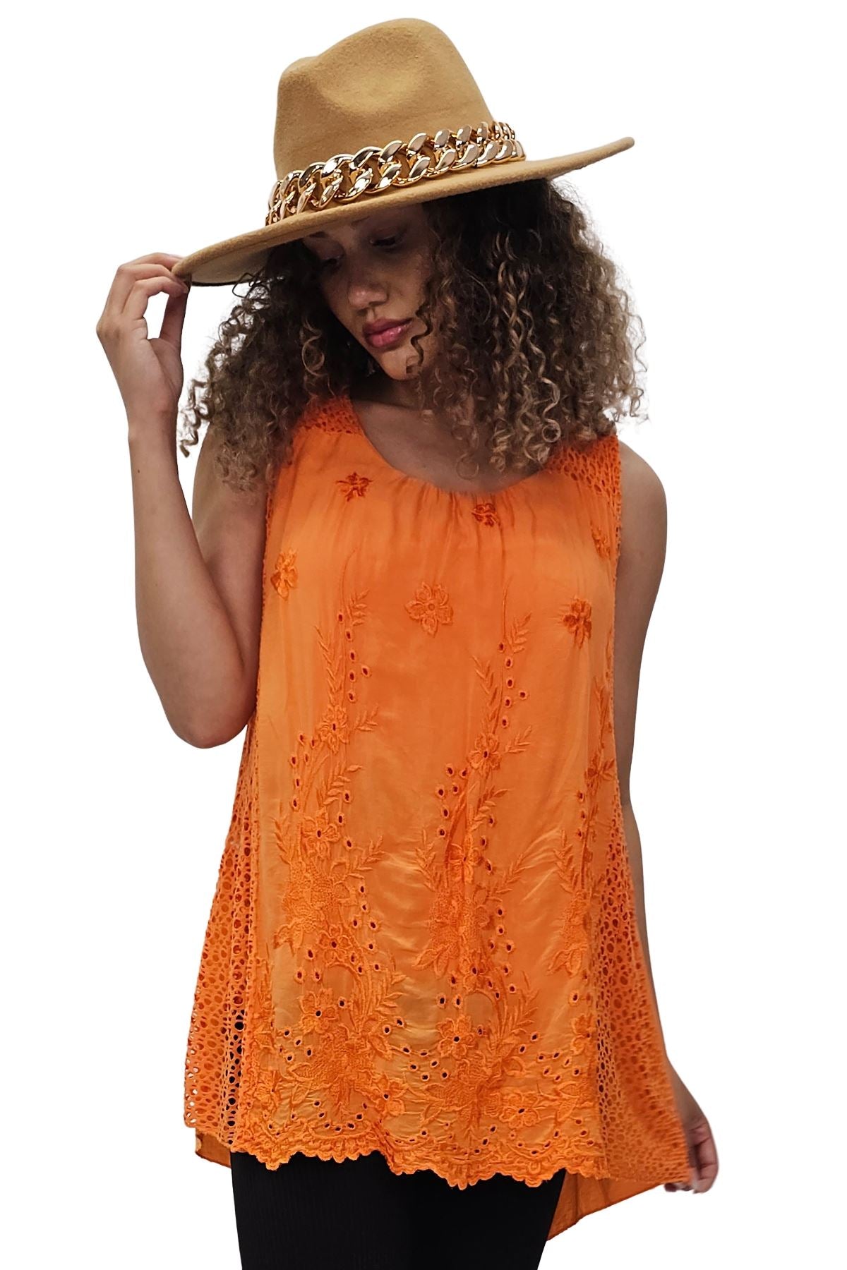 Embroidered Floral Pattern Crochet Top