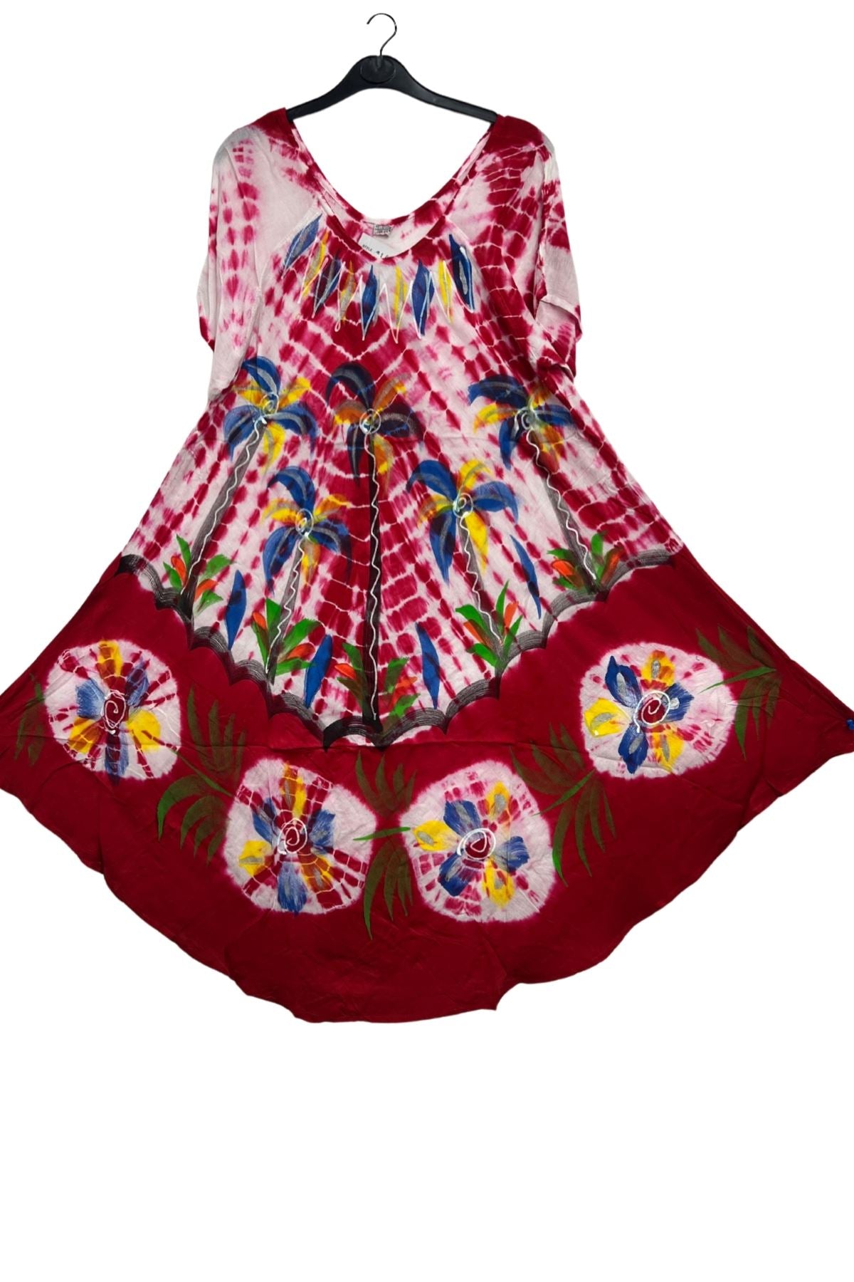 Tie Dye Floral Pattern Umbrella Style Dress