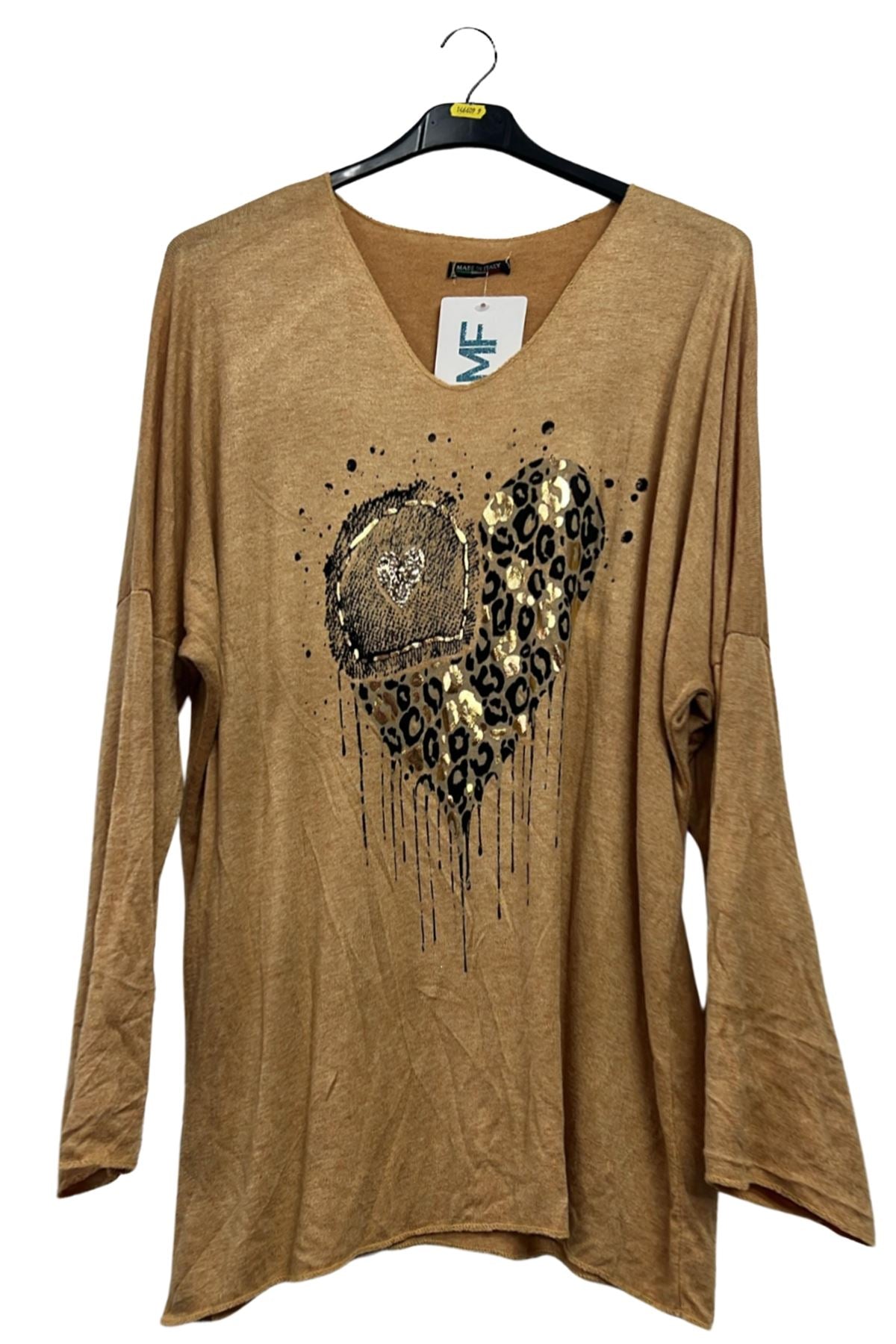 Sequin Leopard Heart Pattern Tunic Top
